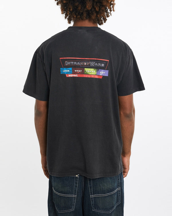 Vintage, 90s, Novell, Tech, Tee, The Real Deal, size large, colour Black, newtown, sydney, australia, thrift store, opshop, preloved, secondhand, sustainable, retro, antique, 70s, 80s, 90s, 2000s, 00s, fashion, clothing, streetwear, trendy, garment, style, boutique, store, shop, archive, sale, cheap, best, top, T-Shirts