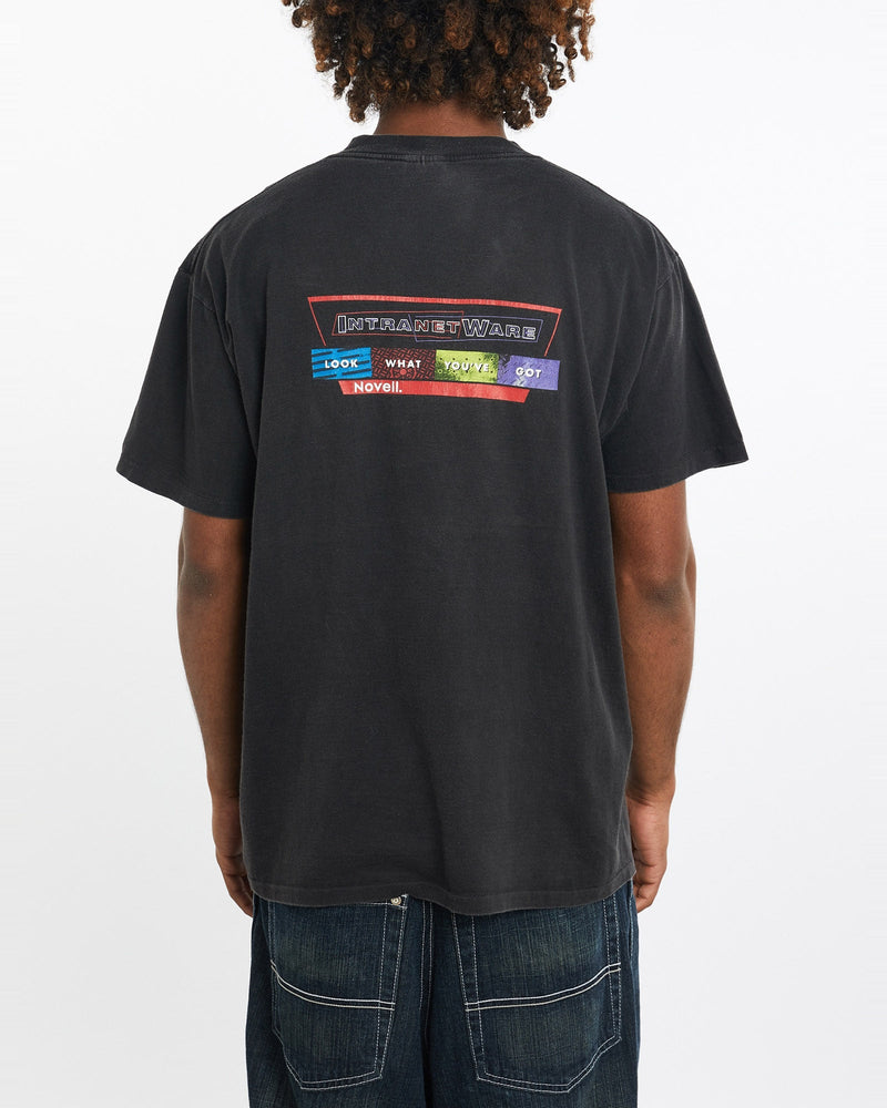 Vintage, 90s, Novell, Tech, Tee, The Real Deal, size large, colour Black, newtown, sydney, australia, thrift store, opshop, preloved, secondhand, sustainable, retro, antique, 70s, 80s, 90s, 2000s, 00s, fashion, clothing, streetwear, trendy, garment, style, boutique, store, shop, archive, sale, cheap, best, top, T-Shirts