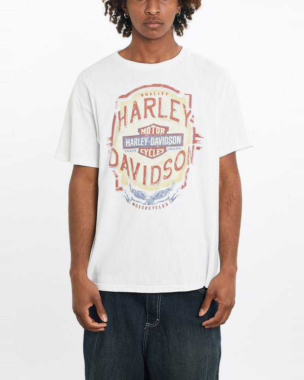 Vintage, Harley, Davidson, Tee, The Real Deal, size large, colour White, newtown, sydney, australia, thrift store, opshop, preloved, secondhand, sustainable, retro, antique, 70s, 80s, 90s, 2000s, 00s, fashion, clothing, streetwear, trendy, garment, style, boutique, store, shop, archive, sale, cheap, best, top, T-Shirts