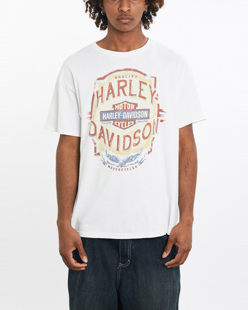 Vintage, Harley, Davidson, Tee, The Real Deal, size large, colour White, newtown, sydney, australia, thrift store, opshop, preloved, secondhand, sustainable, retro, antique, 70s, 80s, 90s, 2000s, 00s, fashion, clothing, streetwear, trendy, garment, style, boutique, store, shop, archive, sale, cheap, best, top, T-Shirts