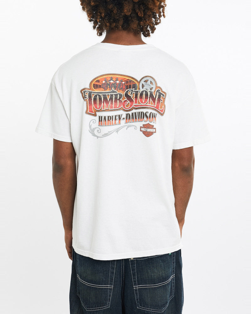 Vintage, Harley, Davidson, Tee, The Real Deal, size large, colour White, newtown, sydney, australia, thrift store, opshop, preloved, secondhand, sustainable, retro, antique, 70s, 80s, 90s, 2000s, 00s, fashion, clothing, streetwear, trendy, garment, style, boutique, store, shop, archive, sale, cheap, best, top, T-Shirts