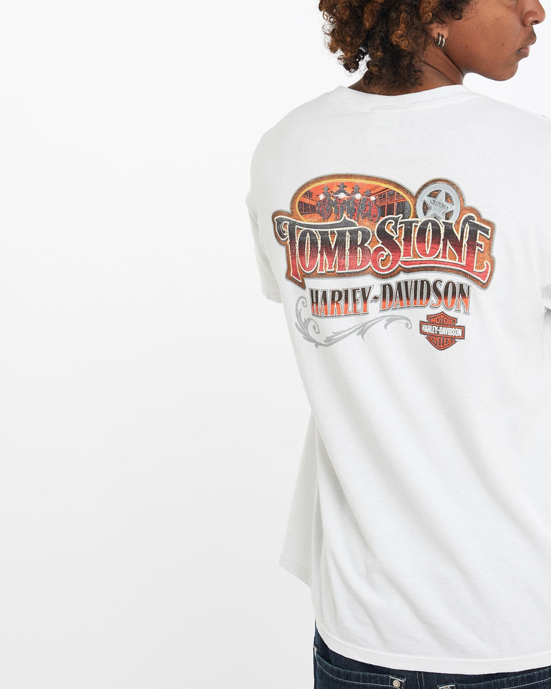 Vintage, Harley, Davidson, Tee, The Real Deal, size large, colour White, newtown, sydney, australia, thrift store, opshop, preloved, secondhand, sustainable, retro, antique, 70s, 80s, 90s, 2000s, 00s, fashion, clothing, streetwear, trendy, garment, style, boutique, store, shop, archive, sale, cheap, best, top, T-Shirts