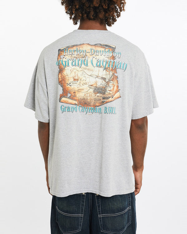 Vintage, Harley, Davidson, Grand, Cayman, Tee, The Real Deal, size large, colour Grey, newtown, sydney, australia, thrift store, opshop, preloved, secondhand, sustainable, retro, antique, 70s, 80s, 90s, 2000s, 00s, fashion, clothing, streetwear, trendy, garment, style, boutique, store, shop, archive, sale, cheap, best, top, T-Shirts