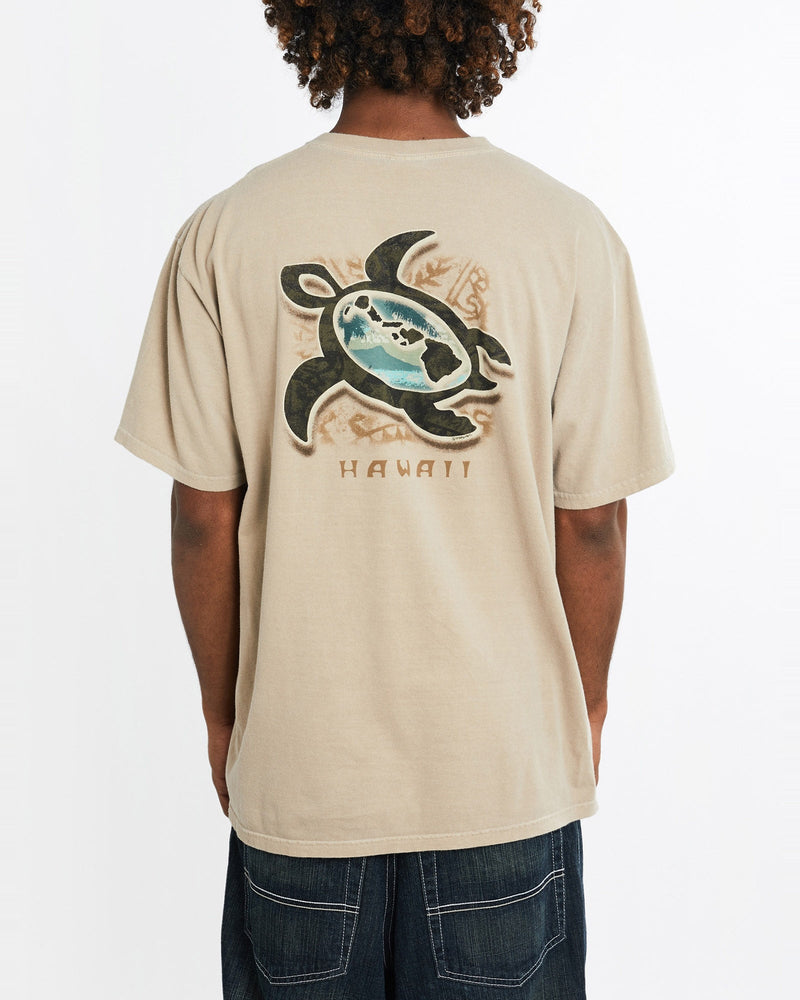 Vintage, Hawaii, Tee, The Real Deal, size large, colour Beige, newtown, sydney, australia, thrift store, opshop, preloved, secondhand, sustainable, retro, antique, 70s, 80s, 90s, 2000s, 00s, fashion, clothing, streetwear, trendy, garment, style, boutique, store, shop, archive, sale, cheap, best, top, T-Shirts