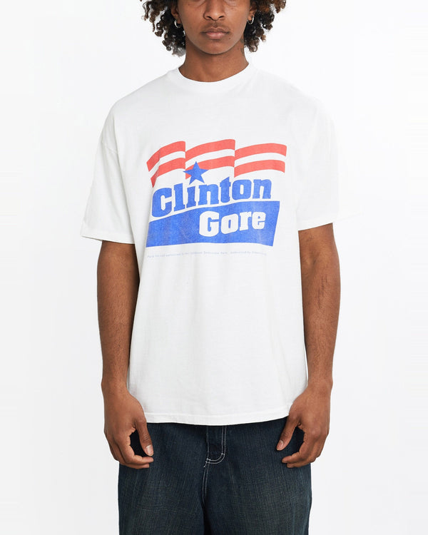 Vintage, 1992, Clinton, Gore, Tee, The Real Deal, size large, colour White, newtown, sydney, australia, thrift store, opshop, preloved, secondhand, sustainable, retro, antique, 70s, 80s, 90s, 2000s, 00s, fashion, clothing, streetwear, trendy, garment, style, boutique, store, shop, archive, sale, cheap, best, top, T-Shirts