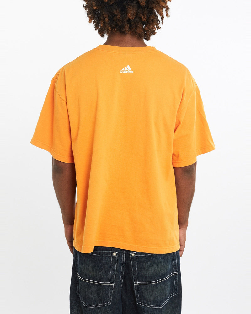 Vintage, Adidas, Tee, The Real Deal, size large, colour Orange, newtown, sydney, australia, thrift store, opshop, preloved, secondhand, sustainable, retro, antique, 70s, 80s, 90s, 2000s, 00s, fashion, clothing, streetwear, trendy, garment, style, boutique, store, shop, archive, sale, cheap, best, top, T-Shirts