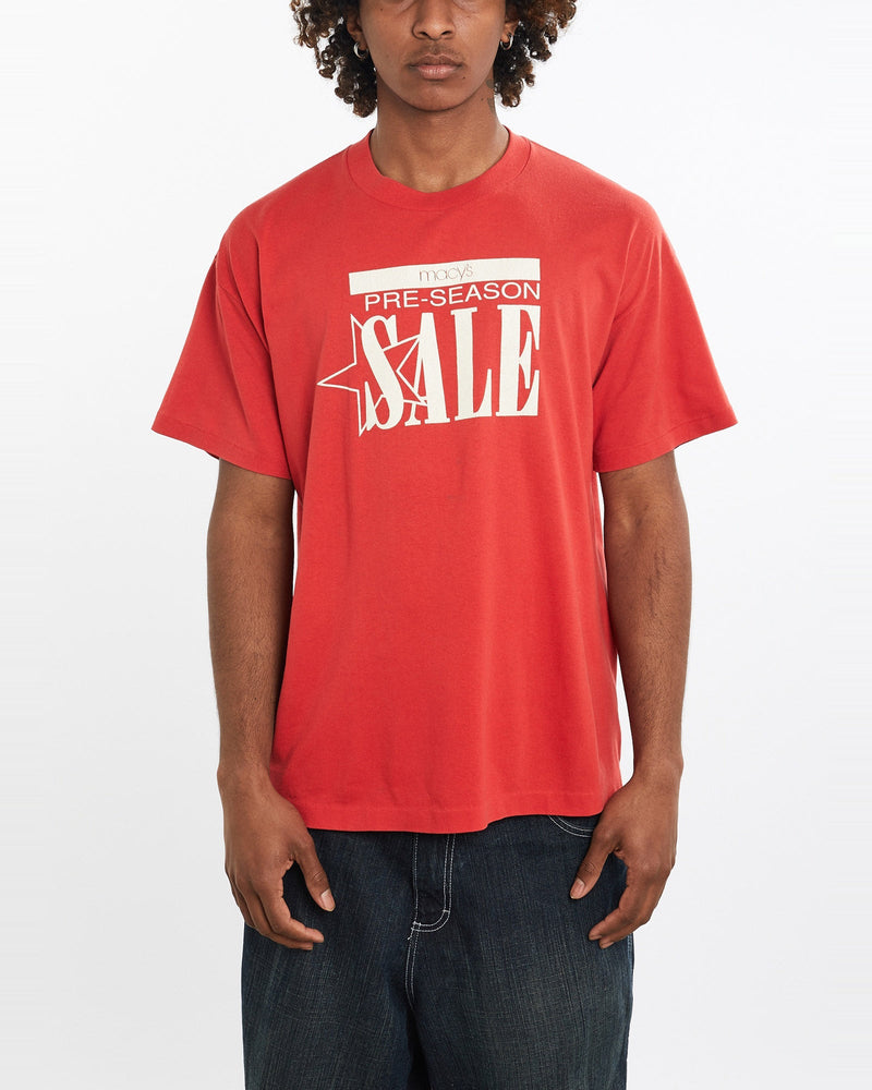 Vintage, 90s, Macy's, "Pre-Season, Sale", Tee, The Real Deal, size large, colour Red, newtown, sydney, australia, thrift store, opshop, preloved, secondhand, sustainable, retro, antique, 70s, 80s, 90s, 2000s, 00s, fashion, clothing, streetwear, trendy, garment, style, boutique, store, shop, archive, sale, cheap, best, top, T-Shirts
