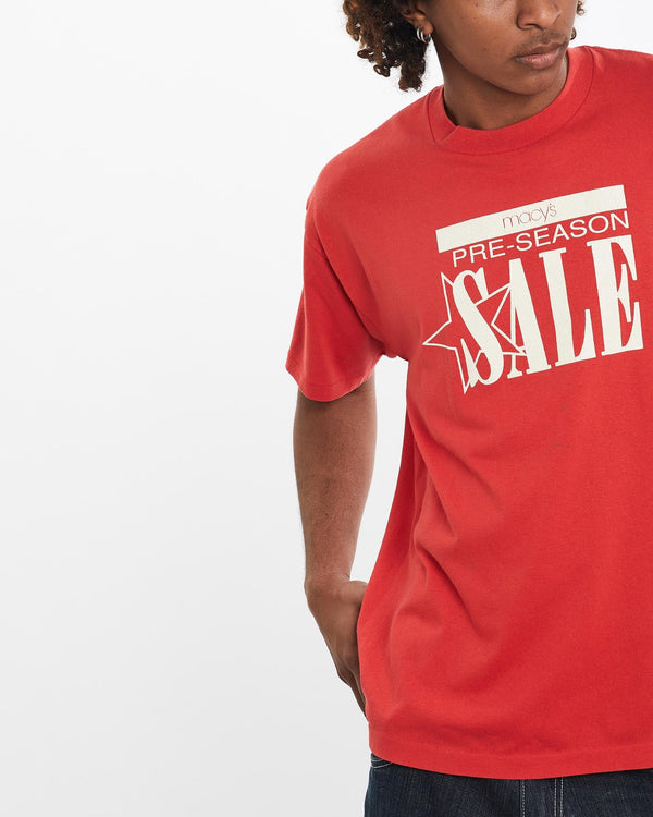 Vintage, 90s, Macy's, "Pre-Season, Sale", Tee, The Real Deal, size large, colour Red, newtown, sydney, australia, thrift store, opshop, preloved, secondhand, sustainable, retro, antique, 70s, 80s, 90s, 2000s, 00s, fashion, clothing, streetwear, trendy, garment, style, boutique, store, shop, archive, sale, cheap, best, top, T-Shirts