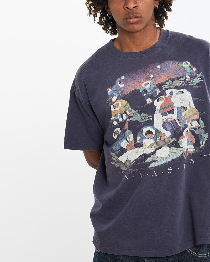 Vintage, 90s, Alaska, Tee, The Real Deal, size large, colour Navy, newtown, sydney, australia, thrift store, opshop, preloved, secondhand, sustainable, retro, antique, 70s, 80s, 90s, 2000s, 00s, fashion, clothing, streetwear, trendy, garment, style, boutique, store, shop, archive, sale, cheap, best, top, T-Shirts