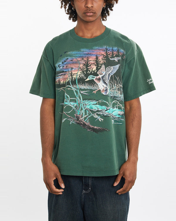 Vintage, 1994, Duck, Wildlife, Tee, The Real Deal, size large, colour Green, newtown, sydney, australia, thrift store, opshop, preloved, secondhand, sustainable, retro, antique, 70s, 80s, 90s, 2000s, 00s, fashion, clothing, streetwear, trendy, garment, style, boutique, store, shop, archive, sale, cheap, best, top, T-Shirts