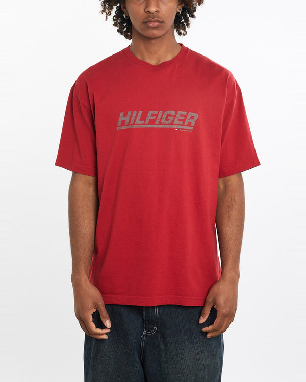 Vintage, Tommy, Hilfiger, Athletics, Tee, The Real Deal, size large, colour Red, newtown, sydney, australia, thrift store, opshop, preloved, secondhand, sustainable, retro, antique, 70s, 80s, 90s, 2000s, 00s, fashion, clothing, streetwear, trendy, garment, style, boutique, store, shop, archive, sale, cheap, best, top, T-Shirts