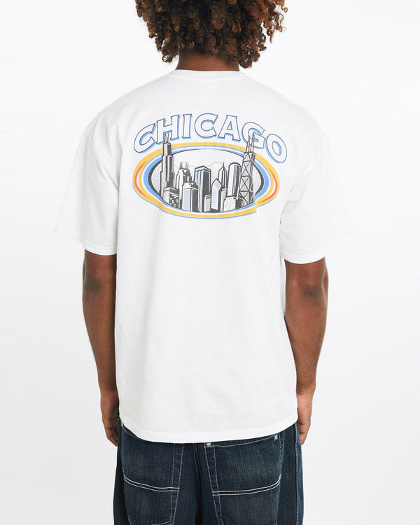 Vintage, VISA, Chicago', Tee, The Real Deal, size large, colour White, newtown, sydney, australia, thrift store, opshop, preloved, secondhand, sustainable, retro, antique, 70s, 80s, 90s, 2000s, 00s, fashion, clothing, streetwear, trendy, garment, style, boutique, store, shop, archive, sale, cheap, best, top, T-Shirts