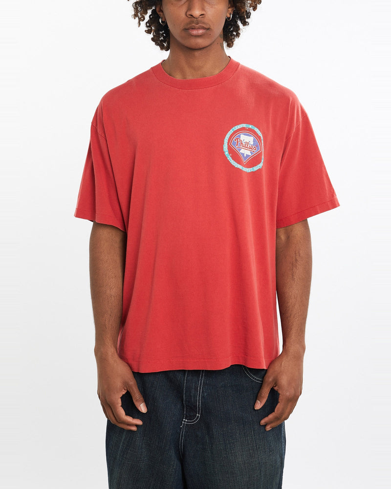 Vintage, 1992, MLB, Philadelphia, Phillies, Tee, The Real Deal, size large, colour Red, newtown, sydney, australia, thrift store, opshop, preloved, secondhand, sustainable, retro, antique, 70s, 80s, 90s, 2000s, 00s, fashion, clothing, streetwear, trendy, garment, style, boutique, store, shop, archive, sale, cheap, best, top, T-Shirts