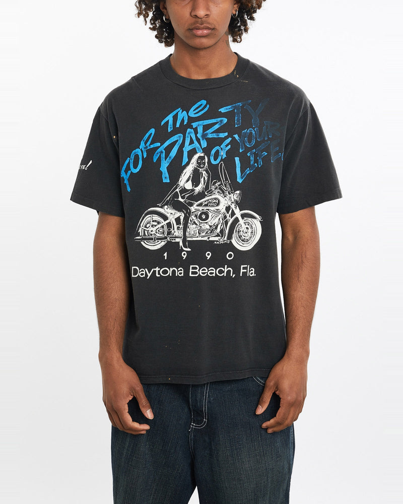 Vintage, 1990, Daytona, Beach, Tee, The Real Deal, size large, colour Black, newtown, sydney, australia, thrift store, opshop, preloved, secondhand, sustainable, retro, antique, 70s, 80s, 90s, 2000s, 00s, fashion, clothing, streetwear, trendy, garment, style, boutique, store, shop, archive, sale, cheap, best, top, T-Shirts