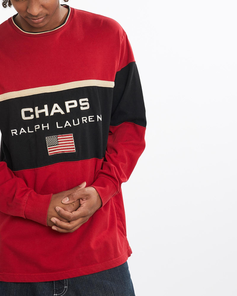 Vintage, Chaps, Ralph, Lauren, Long, Sleeve, Tee, The Real Deal, size extra large, colour Red, newtown, sydney, australia, thrift store, opshop, preloved, secondhand, sustainable, retro, antique, 70s, 80s, 90s, 2000s, 00s, fashion, clothing, streetwear, trendy, garment, style, boutique, store, shop, archive, sale, cheap, best, top, T-Shirts