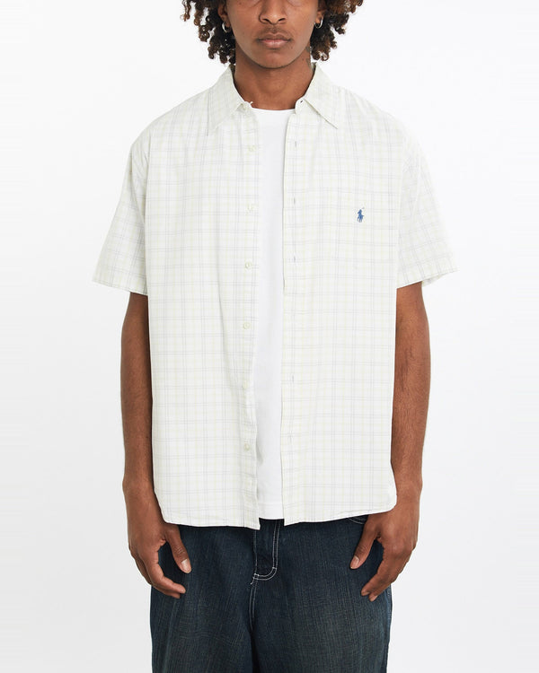 Vintage, 90s, Polo, Ralph, Lauren, Short, Sleeve, Button, Up, Shirt, The Real Deal, size large, colour White, newtown, sydney, australia, thrift store, opshop, preloved, secondhand, sustainable, retro, antique, 70s, 80s, 90s, 2000s, 00s, fashion, clothing, streetwear, trendy, garment, style, boutique, store, shop, archive, sale, cheap, best, top, Shirts