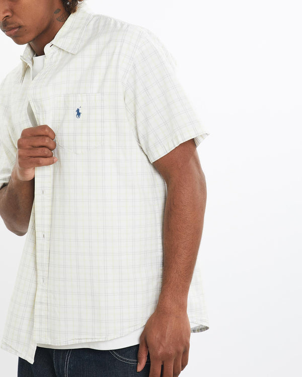 Vintage, 90s, Polo, Ralph, Lauren, Short, Sleeve, Button, Up, Shirt, The Real Deal, size large, colour White, newtown, sydney, australia, thrift store, opshop, preloved, secondhand, sustainable, retro, antique, 70s, 80s, 90s, 2000s, 00s, fashion, clothing, streetwear, trendy, garment, style, boutique, store, shop, archive, sale, cheap, best, top, Shirts