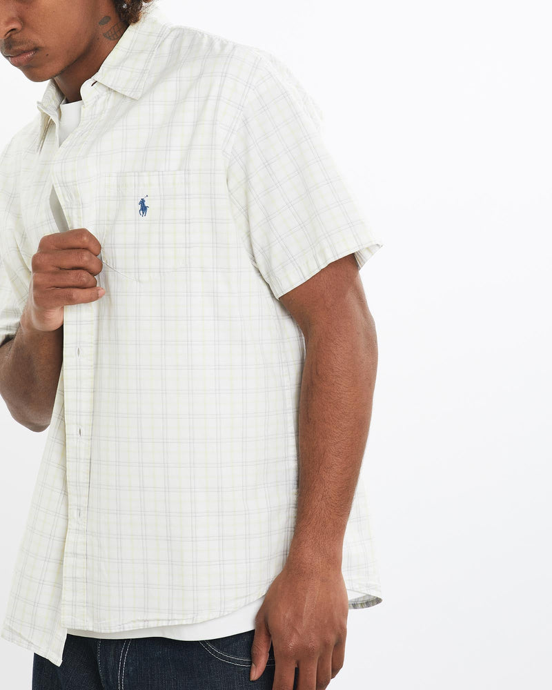 Vintage, 90s, Polo, Ralph, Lauren, Short, Sleeve, Button, Up, Shirt, The Real Deal, size large, colour White, newtown, sydney, australia, thrift store, opshop, preloved, secondhand, sustainable, retro, antique, 70s, 80s, 90s, 2000s, 00s, fashion, clothing, streetwear, trendy, garment, style, boutique, store, shop, archive, sale, cheap, best, top, Shirts