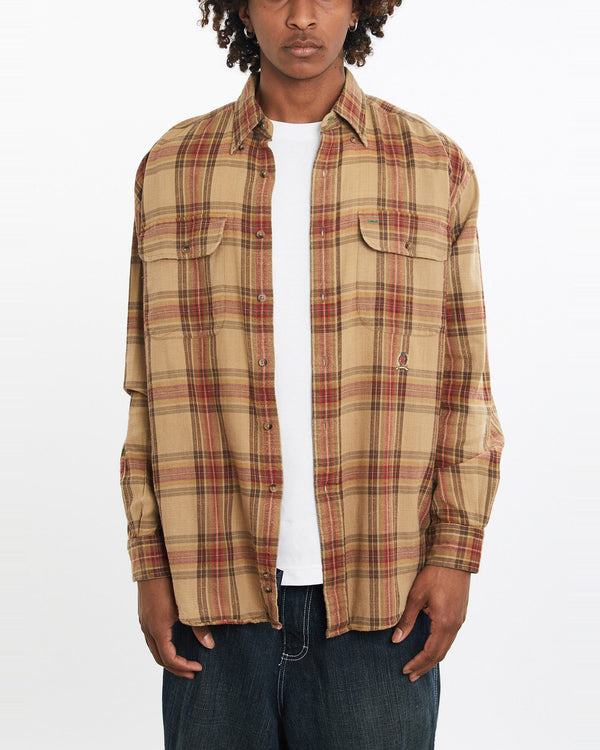 Vintage, 90s, Tommy, Hilfiger, Button, Up, Shirt, The Real Deal, size large, colour Beige, newtown, sydney, australia, thrift store, opshop, preloved, secondhand, sustainable, retro, antique, 70s, 80s, 90s, 2000s, 00s, fashion, clothing, streetwear, trendy, garment, style, boutique, store, shop, archive, sale, cheap, best, top, Shirts