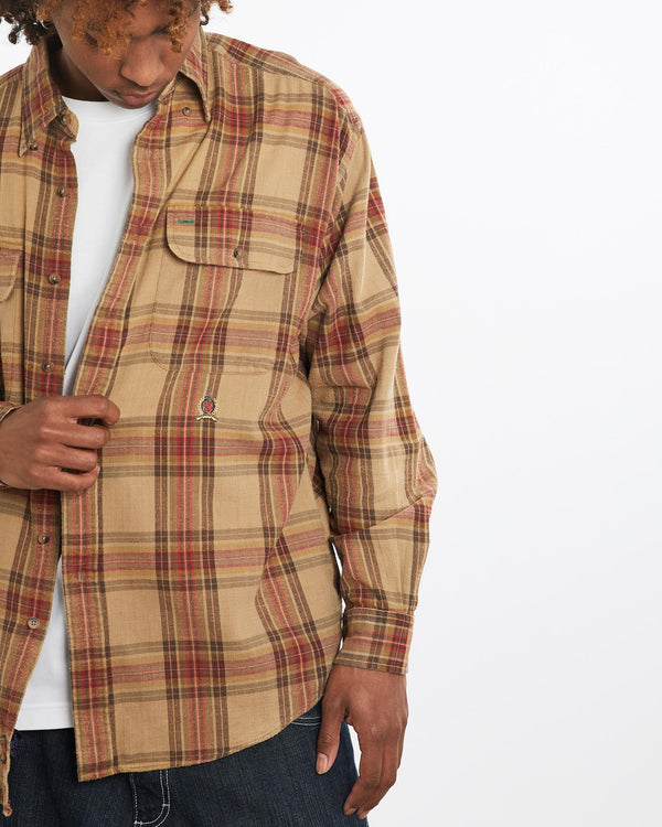 Vintage, 90s, Tommy, Hilfiger, Button, Up, Shirt, The Real Deal, size large, colour Beige, newtown, sydney, australia, thrift store, opshop, preloved, secondhand, sustainable, retro, antique, 70s, 80s, 90s, 2000s, 00s, fashion, clothing, streetwear, trendy, garment, style, boutique, store, shop, archive, sale, cheap, best, top, Shirts