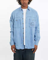 Vintage, Harley, Davidson, Denim, Button, Up, Shirt, The Real Deal, size large, colour Blue, newtown, sydney, australia, thrift store, opshop, preloved, secondhand, sustainable, retro, antique, 70s, 80s, 90s, 2000s, 00s, fashion, clothing, streetwear, trendy, garment, style, boutique, store, shop, archive, sale, cheap, best, top, Shirts