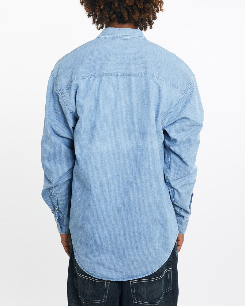 Vintage, Harley, Davidson, Denim, Button, Up, Shirt, The Real Deal, size large, colour Blue, newtown, sydney, australia, thrift store, opshop, preloved, secondhand, sustainable, retro, antique, 70s, 80s, 90s, 2000s, 00s, fashion, clothing, streetwear, trendy, garment, style, boutique, store, shop, archive, sale, cheap, best, top, Shirts