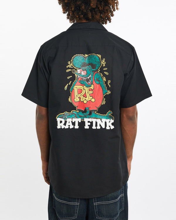 Vintage, Rat, Fink, Mechanic, Shirt, The Real Deal, size large, colour Black, newtown, sydney, australia, thrift store, opshop, preloved, secondhand, sustainable, retro, antique, 70s, 80s, 90s, 2000s, 00s, fashion, clothing, streetwear, trendy, garment, style, boutique, store, shop, archive, sale, cheap, best, top, Shirts