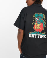 Vintage, Rat, Fink, Mechanic, Shirt, The Real Deal, size large, colour Black, newtown, sydney, australia, thrift store, opshop, preloved, secondhand, sustainable, retro, antique, 70s, 80s, 90s, 2000s, 00s, fashion, clothing, streetwear, trendy, garment, style, boutique, store, shop, archive, sale, cheap, best, top, Shirts