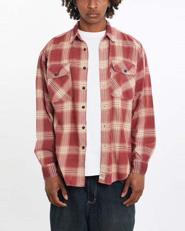 Vintage, 90s, Levi's, Flannelette, Button, Up, Shirt, The Real Deal, size large, colour Red, newtown, sydney, australia, thrift store, opshop, preloved, secondhand, sustainable, retro, antique, 70s, 80s, 90s, 2000s, 00s, fashion, clothing, streetwear, trendy, garment, style, boutique, store, shop, archive, sale, cheap, best, top, Shirts