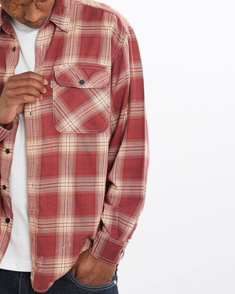 Vintage, 90s, Levi's, Flannelette, Button, Up, Shirt, The Real Deal, size large, colour Red, newtown, sydney, australia, thrift store, opshop, preloved, secondhand, sustainable, retro, antique, 70s, 80s, 90s, 2000s, 00s, fashion, clothing, streetwear, trendy, garment, style, boutique, store, shop, archive, sale, cheap, best, top, Shirts