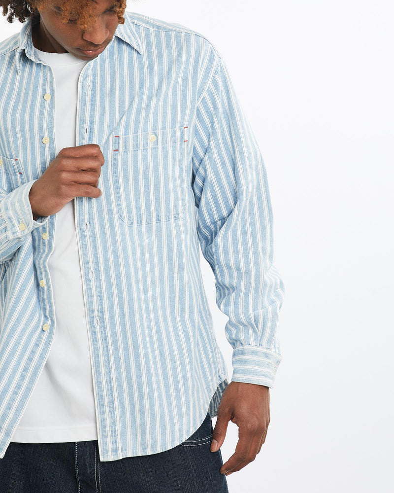 Vintage, Gap, Denim, Button, Up, Shirt, The Real Deal, size large, colour Blue, newtown, sydney, australia, thrift store, opshop, preloved, secondhand, sustainable, retro, antique, 70s, 80s, 90s, 2000s, 00s, fashion, clothing, streetwear, trendy, garment, style, boutique, store, shop, archive, sale, cheap, best, top, Shirts