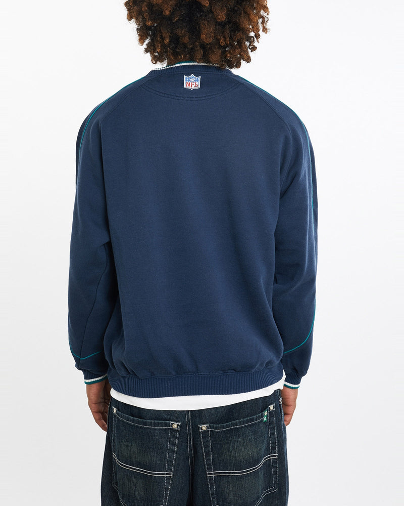 Vintage, NFL, Miami, Dolphins, Sweatshirt, The Real Deal, size large, colour Navy, newtown, sydney, australia, thrift store, opshop, preloved, secondhand, sustainable, retro, antique, 70s, 80s, 90s, 2000s, 00s, fashion, clothing, streetwear, trendy, garment, style, boutique, store, shop, archive, sale, cheap, best, top, Sweats and hoodies