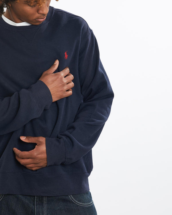 Vintage, Polo, Ralph, Lauren, Sweatshirt, The Real Deal, size large, colour Navy, newtown, sydney, australia, thrift store, opshop, preloved, secondhand, sustainable, retro, antique, 70s, 80s, 90s, 2000s, 00s, fashion, clothing, streetwear, trendy, garment, style, boutique, store, shop, archive, sale, cheap, best, top, Sweats and hoodies