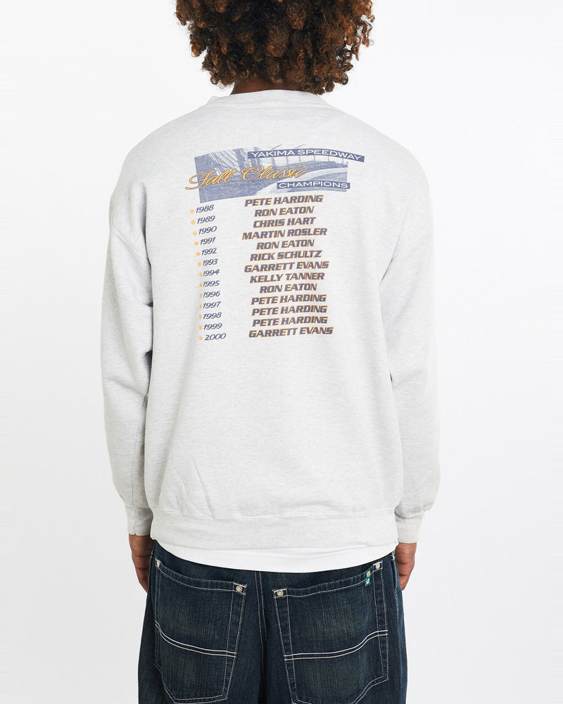 Vintage, 2001, Yakima, Speedway, Fall, Classic, Sweatshirt, The Real Deal, size large, colour Grey, newtown, sydney, australia, thrift store, opshop, preloved, secondhand, sustainable, retro, antique, 70s, 80s, 90s, 2000s, 00s, fashion, clothing, streetwear, trendy, garment, style, boutique, store, shop, archive, sale, cheap, best, top, Sweats and hoodies