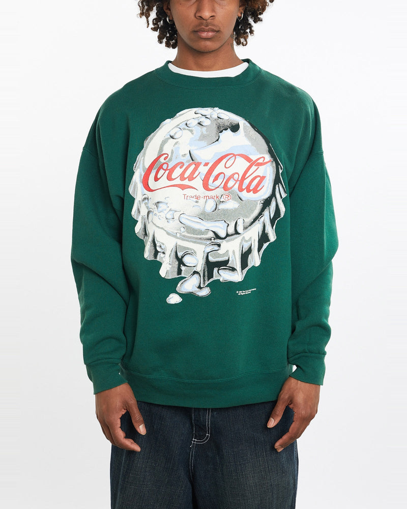 Vintage, 1994, Coca-Cola, Sweatshirt, The Real Deal, size large, colour Green, newtown, sydney, australia, thrift store, opshop, preloved, secondhand, sustainable, retro, antique, 70s, 80s, 90s, 2000s, 00s, fashion, clothing, streetwear, trendy, garment, style, boutique, store, shop, archive, sale, cheap, best, top, Sweats and hoodies