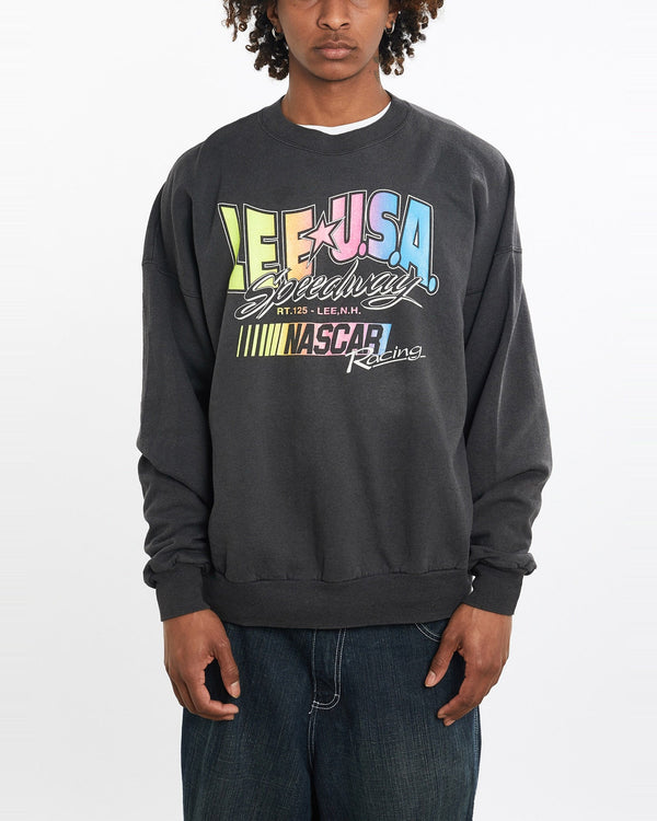 Vintage, 90s, NASCAR, Racing, Sweatshirt, The Real Deal, size large, colour Grey, newtown, sydney, australia, thrift store, opshop, preloved, secondhand, sustainable, retro, antique, 70s, 80s, 90s, 2000s, 00s, fashion, clothing, streetwear, trendy, garment, style, boutique, store, shop, archive, sale, cheap, best, top, Sweats and hoodies