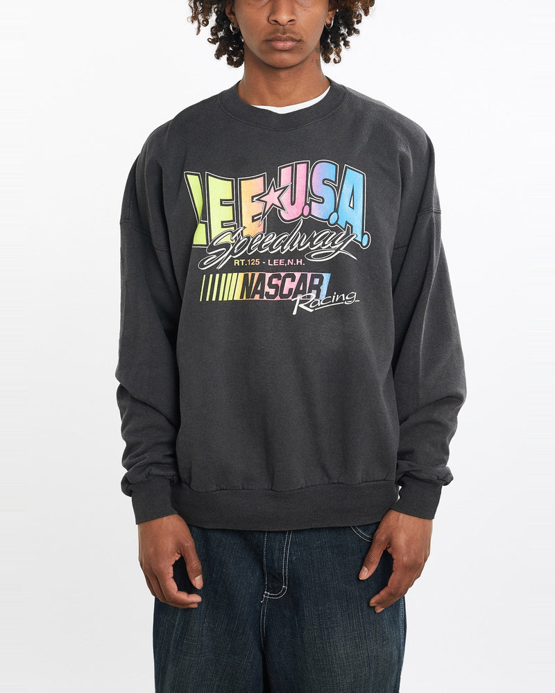 Vintage, 90s, NASCAR, Racing, Sweatshirt, The Real Deal, size large, colour Grey, newtown, sydney, australia, thrift store, opshop, preloved, secondhand, sustainable, retro, antique, 70s, 80s, 90s, 2000s, 00s, fashion, clothing, streetwear, trendy, garment, style, boutique, store, shop, archive, sale, cheap, best, top, Sweats and hoodies