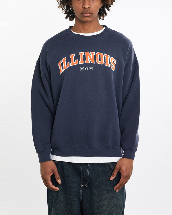 Vintage, 90s, Illinois, Mom, Sweatshirt, The Real Deal, size large, colour Navy, newtown, sydney, australia, thrift store, opshop, preloved, secondhand, sustainable, retro, antique, 70s, 80s, 90s, 2000s, 00s, fashion, clothing, streetwear, trendy, garment, style, boutique, store, shop, archive, sale, cheap, best, top, Sweats and hoodies