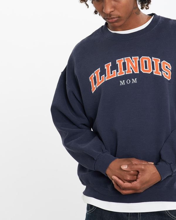 Vintage, 90s, Illinois, Mom, Sweatshirt, The Real Deal, size large, colour Navy, newtown, sydney, australia, thrift store, opshop, preloved, secondhand, sustainable, retro, antique, 70s, 80s, 90s, 2000s, 00s, fashion, clothing, streetwear, trendy, garment, style, boutique, store, shop, archive, sale, cheap, best, top, Sweats and hoodies