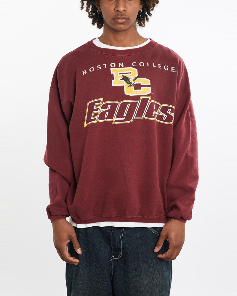 Vintage, 90s, Boston, College, Eagles, Sweatshirt, The Real Deal, size large, colour Burgundy, newtown, sydney, australia, thrift store, opshop, preloved, secondhand, sustainable, retro, antique, 70s, 80s, 90s, 2000s, 00s, fashion, clothing, streetwear, trendy, garment, style, boutique, store, shop, archive, sale, cheap, best, top, Sweats and hoodies