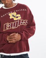 Vintage, 90s, Boston, College, Eagles, Sweatshirt, The Real Deal, size large, colour Burgundy, newtown, sydney, australia, thrift store, opshop, preloved, secondhand, sustainable, retro, antique, 70s, 80s, 90s, 2000s, 00s, fashion, clothing, streetwear, trendy, garment, style, boutique, store, shop, archive, sale, cheap, best, top, Sweats and hoodies