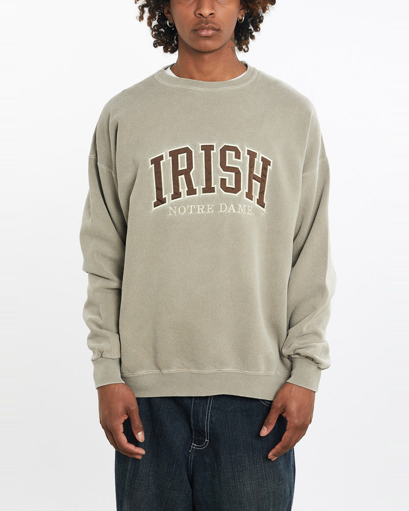 Vintage, 90s, NCAA, Notre, Dame, Fighting, Irish, Sweatshirt, The Real Deal, size large, colour Beige, newtown, sydney, australia, thrift store, opshop, preloved, secondhand, sustainable, retro, antique, 70s, 80s, 90s, 2000s, 00s, fashion, clothing, streetwear, trendy, garment, style, boutique, store, shop, archive, sale, cheap, best, top, Sweats and hoodies