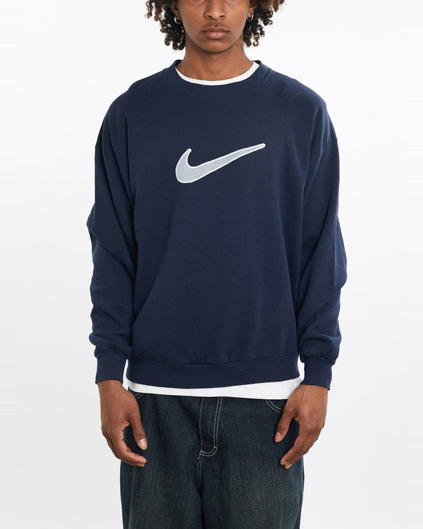 Vintage, 90s, Nike, Sweatshirt, The Real Deal, size large, colour Navy, newtown, sydney, australia, thrift store, opshop, preloved, secondhand, sustainable, retro, antique, 70s, 80s, 90s, 2000s, 00s, fashion, clothing, streetwear, trendy, garment, style, boutique, store, shop, archive, sale, cheap, best, top, Sweats and hoodies