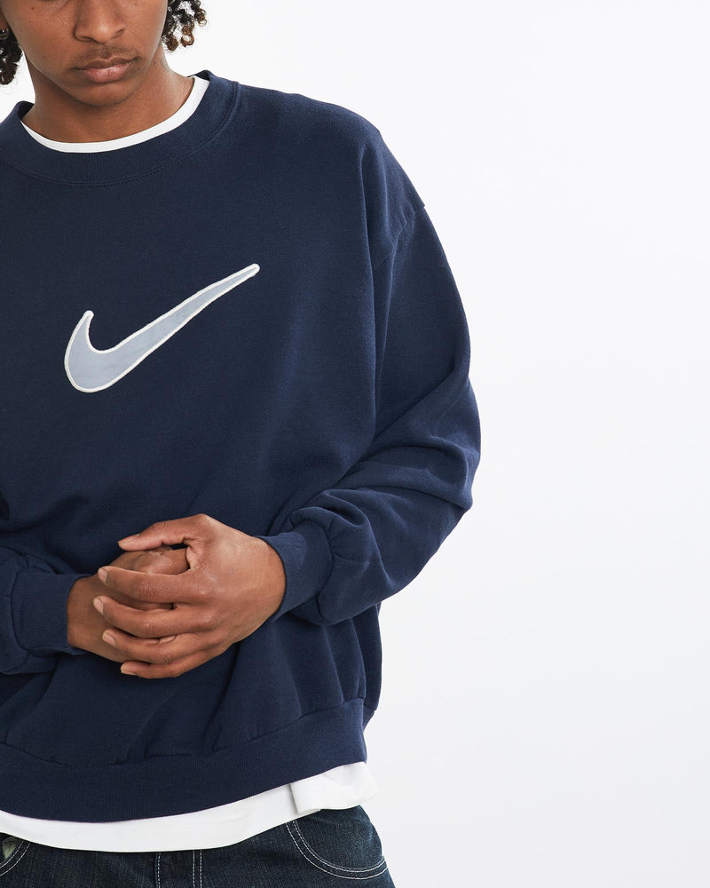 Vintage, 90s, Nike, Sweatshirt, The Real Deal, size large, colour Navy, newtown, sydney, australia, thrift store, opshop, preloved, secondhand, sustainable, retro, antique, 70s, 80s, 90s, 2000s, 00s, fashion, clothing, streetwear, trendy, garment, style, boutique, store, shop, archive, sale, cheap, best, top, Sweats and hoodies
