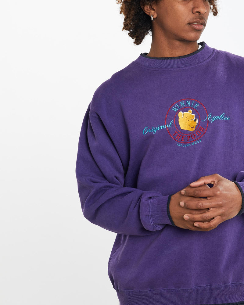 Vintage, 90s, Disney, Winnie, The, Pooh, Sweatshirt, The Real Deal, size large, colour Purple, newtown, sydney, australia, thrift store, opshop, preloved, secondhand, sustainable, retro, antique, 70s, 80s, 90s, 2000s, 00s, fashion, clothing, streetwear, trendy, garment, style, boutique, store, shop, archive, sale, cheap, best, top, Sweats and hoodies