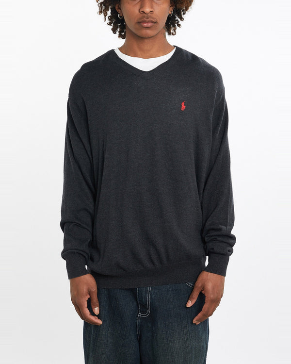 Vintage, 90s, Polo, Ralph, Lauren, Sweater, The Real Deal, size large, colour Grey, newtown, sydney, australia, thrift store, opshop, preloved, secondhand, sustainable, retro, antique, 70s, 80s, 90s, 2000s, 00s, fashion, clothing, streetwear, trendy, garment, style, boutique, store, shop, archive, sale, cheap, best, top, Sweats and hoodies