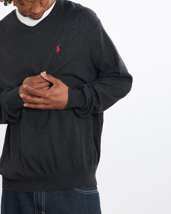 Vintage, 90s, Polo, Ralph, Lauren, Sweater, The Real Deal, size large, colour Grey, newtown, sydney, australia, thrift store, opshop, preloved, secondhand, sustainable, retro, antique, 70s, 80s, 90s, 2000s, 00s, fashion, clothing, streetwear, trendy, garment, style, boutique, store, shop, archive, sale, cheap, best, top, Sweats and hoodies