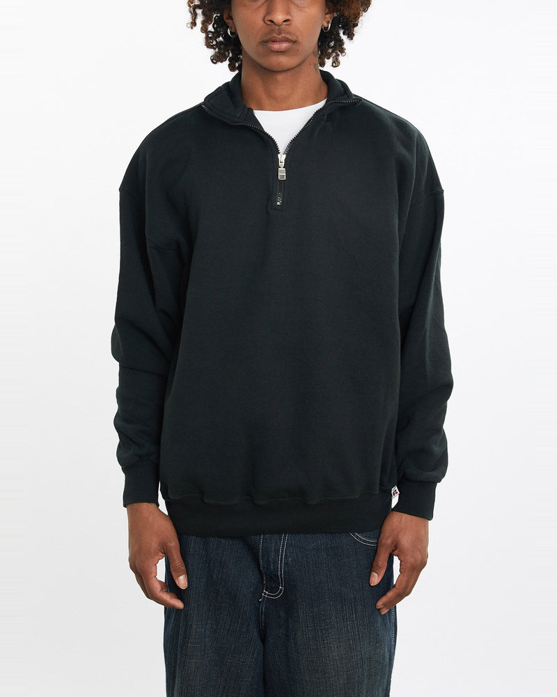 Vintage, 90s, Russell, Athletic, Quarter, Zip, Sweatshirt, The Real Deal, size large, colour Black, newtown, sydney, australia, thrift store, opshop, preloved, secondhand, sustainable, retro, antique, 70s, 80s, 90s, 2000s, 00s, fashion, clothing, streetwear, trendy, garment, style, boutique, store, shop, archive, sale, cheap, best, top, Sweats and hoodies