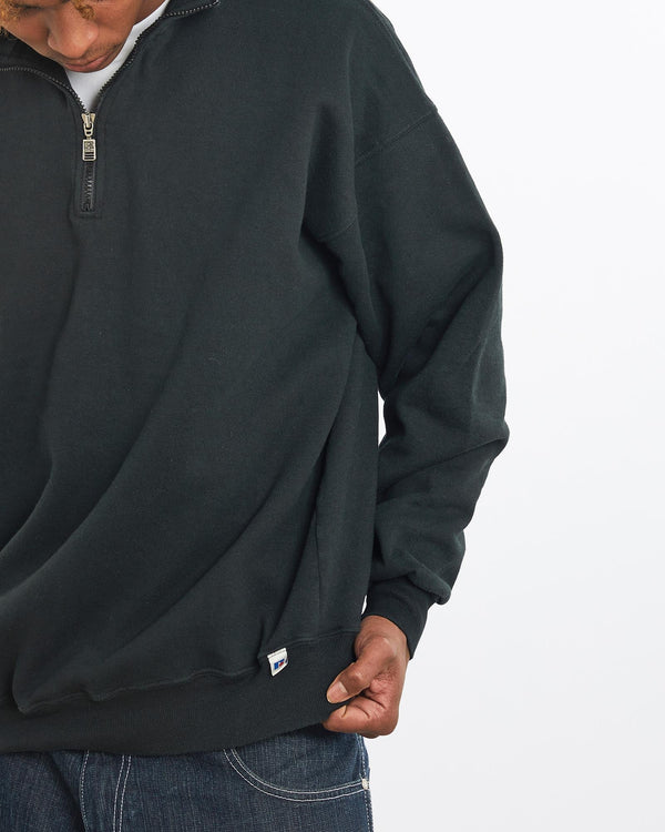 Vintage, 90s, Russell, Athletic, Quarter, Zip, Sweatshirt, The Real Deal, size large, colour Black, newtown, sydney, australia, thrift store, opshop, preloved, secondhand, sustainable, retro, antique, 70s, 80s, 90s, 2000s, 00s, fashion, clothing, streetwear, trendy, garment, style, boutique, store, shop, archive, sale, cheap, best, top, Sweats and hoodies