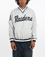 Vintage, 90s, NFL, Raiders, Pullover, Jacket, The Real Deal, size large, colour Grey, newtown, sydney, australia, thrift store, opshop, preloved, secondhand, sustainable, retro, antique, 70s, 80s, 90s, 2000s, 00s, fashion, clothing, streetwear, trendy, garment, style, boutique, store, shop, archive, sale, cheap, best, top, Jackets